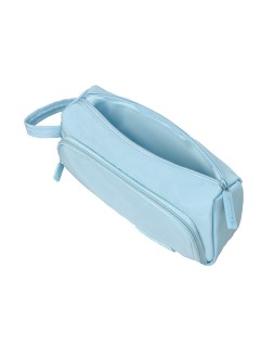 Estuche portatodo liderpapel minibag 2 cremalleras con bolsillo interior azul pastel 210x100x70 mm