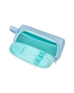 Estuche portatodo liderpapel minibag 2 cremalleras con bolsillo interior azul pastel 210x100x70 mm