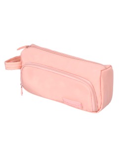 Estuche portatodo liderpapel minibag 2 cremalleras con bolsillo interior rosa pastel 210x100x70 mm