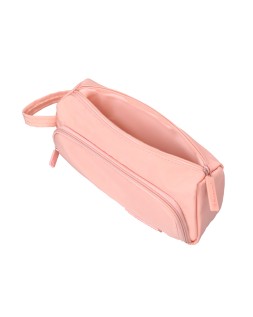 Estuche portatodo liderpapel minibag 2 cremalleras con bolsillo interior rosa pastel 210x100x70 mm