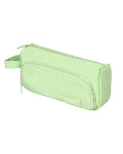 Estuche portatodo liderpapel minibag 2 cremalleras con bolsillo interior verde pastel210x100x70 mm