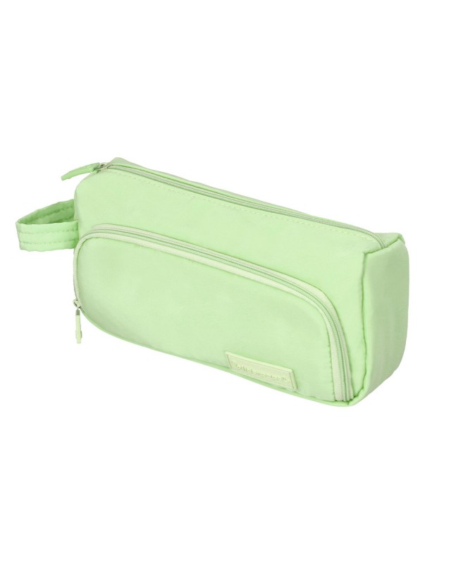 Estuche portatodo liderpapel minibag 2 cremalleras con bolsillo interior verde pastel210x100x70 mm