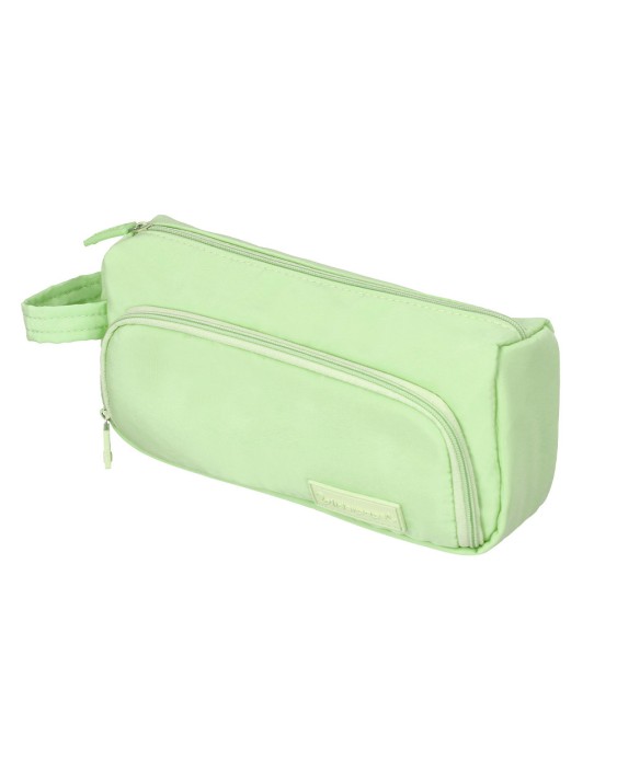 Estuche portatodo liderpapel minibag 2 cremalleras con bolsillo interior verde pastel210x100x70 mm