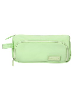 Estuche portatodo liderpapel minibag 2 cremalleras con bolsillo interior verde pastel210x100x70 mm