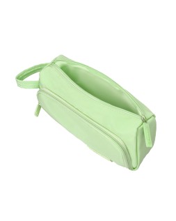 Estuche portatodo liderpapel minibag 2 cremalleras con bolsillo interior verde pastel210x100x70 mm