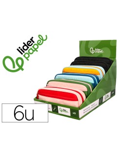 Estuche portatodo liderpapel duo 3 cremalleras con bolsillo frontal 220x90x50 mm
