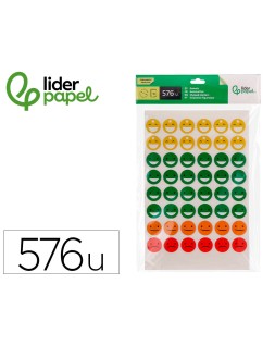 Gomets escolar liderpapel caras bolsa de 12 hojas 48 caras por hoja colores surtidos