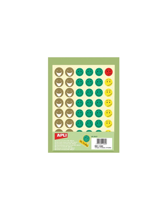 Gomets escolar caras mr smiley bolsa de 12 hojas