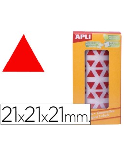 Gomets autoadhesivos triangulares 21x21x21 mm rojo rollo de 2832 unidades