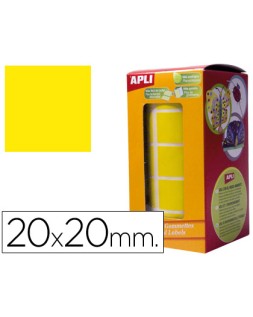 Gomets autoadhesivos cuadrados 20x20 mm amarillo rollo de 1770 unidades