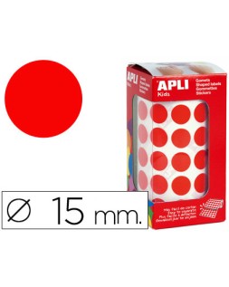 Gomets autoadhesivos circulares 15 mm rojo rollo de 2832 unidades
