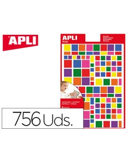Gomets apli autoadhesivo cuadrado multicolor blister de 756 unidades surtidas