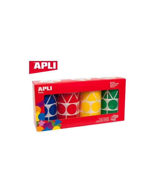 Gomets apli figuras surtidas t amaño xl pack de 4 rollos colores surtidos 5428 unidades