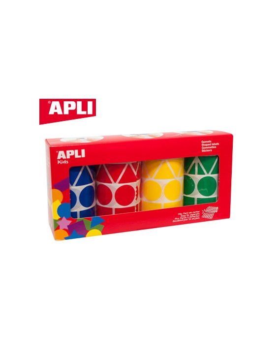 Gomets apli figuras surtidas t amaño xl pack de 4 rollos colores surtidos 5428 unidades
