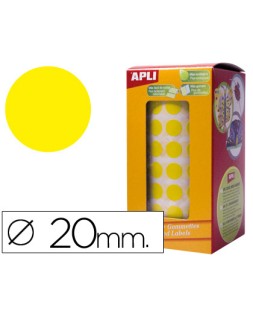 Gomets autoadhesivos circulares 20 mm amarillo rollo de 1770 unidades