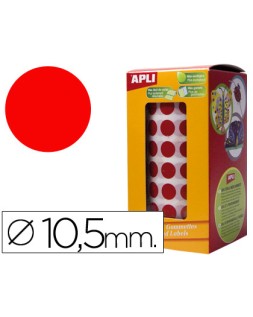 Gomets autoadhesivos circulares 10,5 mm rojo rollo de 5192 unidades
