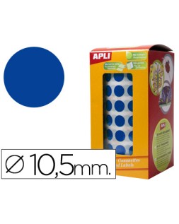 Gomets autoadhesivos circulares 10,5mm azul rollo de 5192 unidades