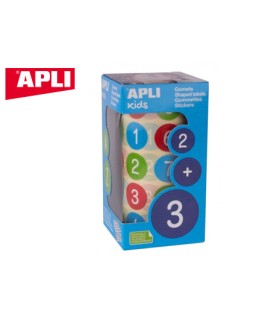 Gomets apli autoadhesivo redondo numeros 20 mm diametro multicolor rollo de 900 unidades