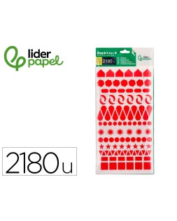 Gomets liderpapel figuras surtidas bolsa de 20 hojas circulos triangulos estrellas cuadrados colores surtidos