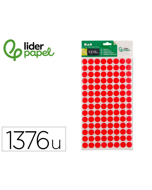 Gomets liderpapel figuras surtidas bolsa de 12 hojas figuras geometricas pequeñas colores surtidos