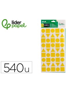 Gomets liderpapel figuras surtidas bolsa de 12 hojas figuras geometricas medianas colores surtidos