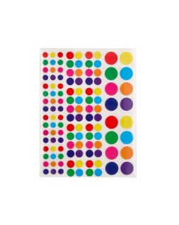 Gomets liderpapel autoadhesivo circulos colores y tamaños surtidos bolsa de 10 hojas 1200 unidades