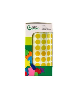 Gomets liderpapel autoadhesivo circulos 10,5 mm amarillo rollo de 6000 unidades en caja de carton