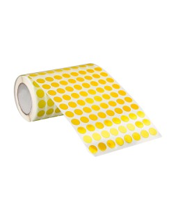 Gomets liderpapel autoadhesivo circulos 10,5 mm amarillo rollo de 6000 unidades en caja de carton