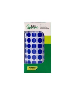 Gomets liderpapel autoadhesivo circulos 10,5 mm azul rollo de 6000 unidades en caja de carton
