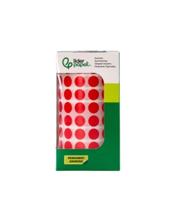Gomets liderpapel autoadhesivo circulos 10,5 mm rojo rollo de 6000 unidades en caja de carton