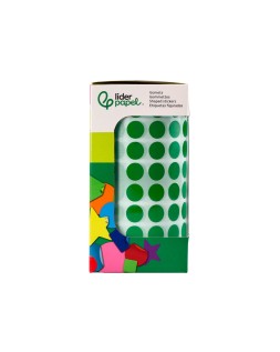 Gomets liderpapel autoadhesivo circulos 10,5 mm verde rollo de 6000 unidades en caja de carton