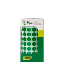 Gomets liderpapel autoadhesivo circulos 10,5 mm verde rollo de 6000 unidades en caja de carton