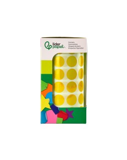 Gomets liderpapel autoadhesivo circulos 15 mm amarillo rollo de 2500 unidades en caja de carton