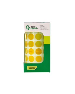 Gomets liderpapel autoadhesivo circulos 15 mm amarillo rollo de 2500 unidades en caja de carton