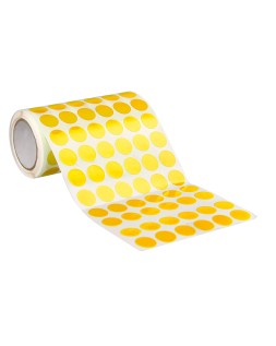 Gomets liderpapel autoadhesivo circulos 15 mm amarillo rollo de 2500 unidades en caja de carton
