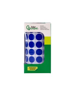 Gomets liderpapel autoadhesivo circulos 15 mm azul rollo de 2500 unidades en caja de carton