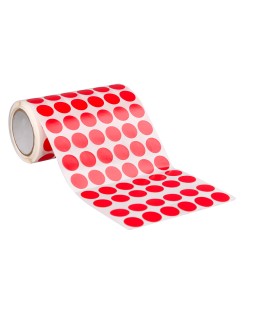 Gomets liderpapel autoadhesivo circulos 15 mm rojo rollo de 2500 unidades en caja de carton