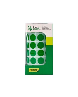 Gomets liderpapel autoadhesivo circulos 15 mm verde rollo de 2500 unidades en caja de carton
