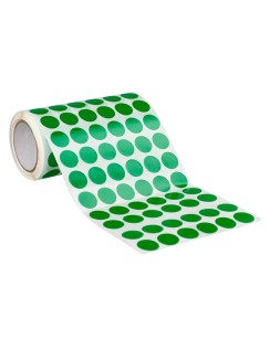 Gomets liderpapel autoadhesivo circulos 15 mm verde rollo de 2500 unidades en caja de carton