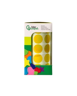 Gomets liderpapel autoadhesivo circulos 20 mm amarillo rollo de 2000 unidades en caja de carton