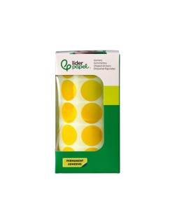 Gomets liderpapel autoadhesivo circulos 20 mm amarillo rollo de 2000 unidades en caja de carton