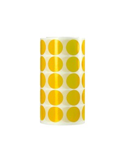 Gomets liderpapel autoadhesivo circulos 20 mm amarillo rollo de 2000 unidades en caja de carton