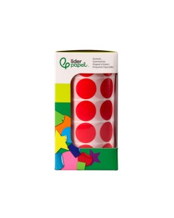 Gomets liderpapel autoadhesivo circulos 20 mm rojo rollo de 2000 unidades en caja de carton
