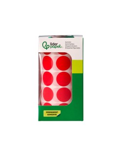 Gomets liderpapel autoadhesivo circulos 20 mm rojo rollo de 2000 unidades en caja de carton