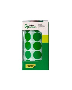Gomets liderpapel autoadhesivo circulos 20 mm verde rollo de 2000 unidades en caja de carton