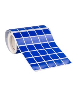Gomets liderpapel autoadhesivo cuadrado 20x20 mm azul rollo de 2000 unidades en caja de carton