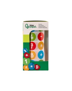 Gomets liderpapel autoadhesivo redondo numeros 20 mm colores surtidos rollo de 1000 unidades en caja de carton