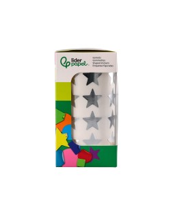 Gomets liderpapel autoadhesivo estrellas plateadas 20 mm 1500 unidades en caja de carton