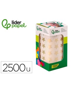 Gomets liderpapel autoadhesivo estrellas doradas surtidas 2500 unidades en caja de carton