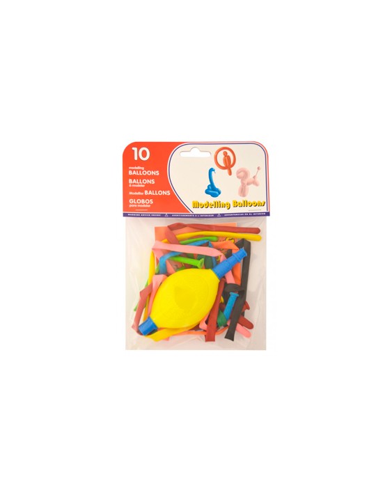 Globo 100% latex biodegradable para modelar + inflador bolsa de 10 unidades